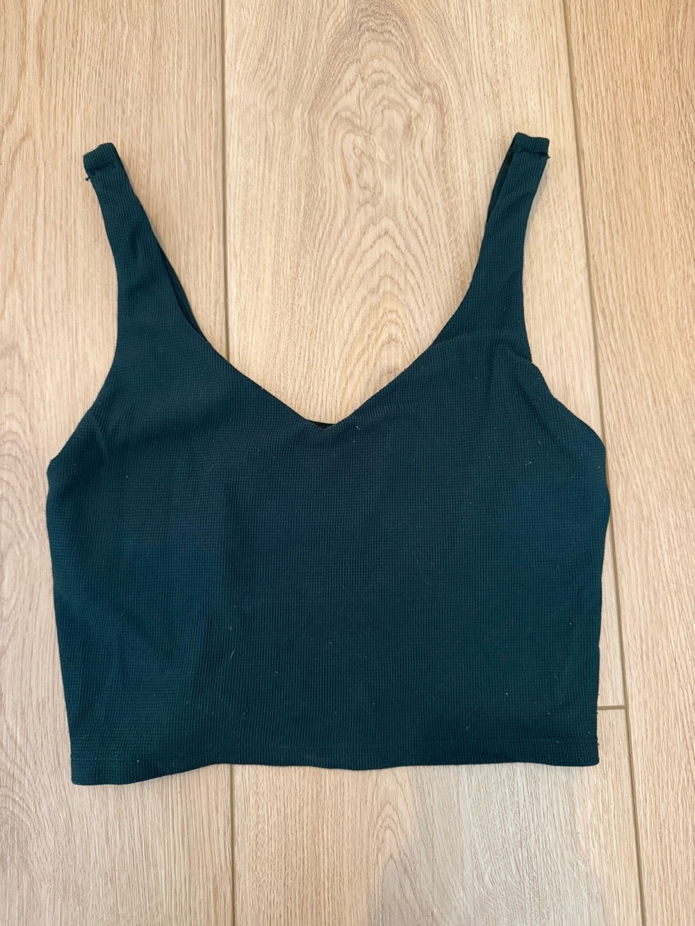 aerie Green Ribbed V-Neck Crop Tank